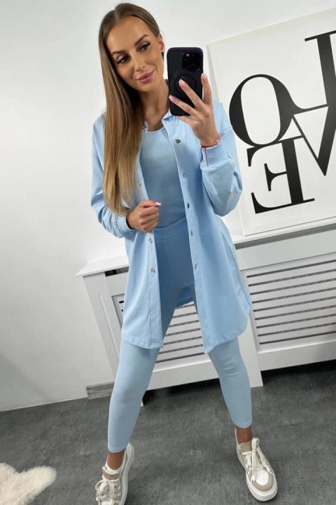 Komplet 3-częściowy bluza, top i legginsy niebieski uniwersalny