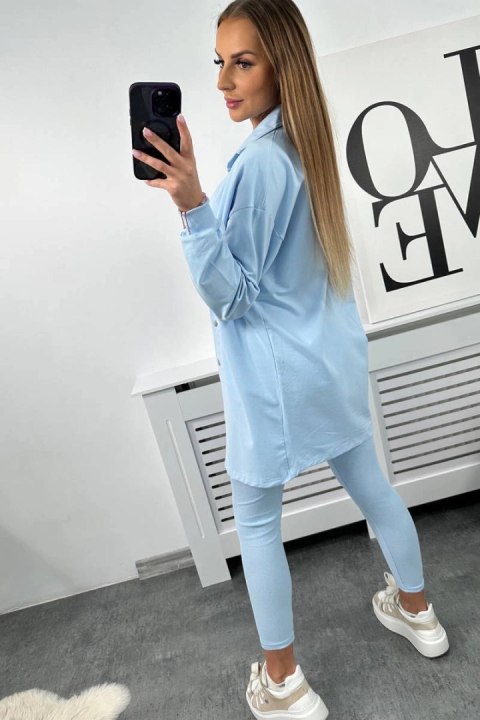 Komplet 3-częściowy bluza, top i legginsy niebieski uniwersalny