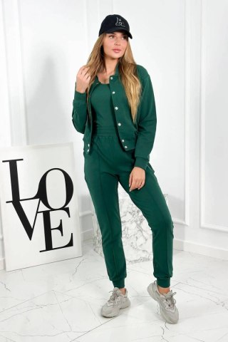 Komplet 3 w 1 bluza na napy + top + spodnie zielony uniwersalny