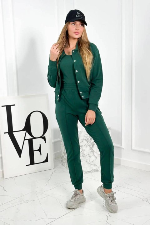 Komplet 3 w 1 bluza na napy + top + spodnie zielony uniwersalny