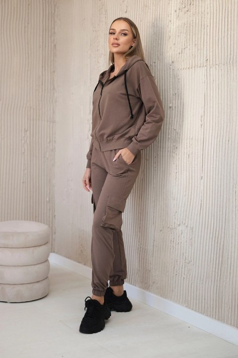 Komplet 3 w 1 bluza + top + spodnie mocca uniwersalny Komplet 3 w 1 bluza + top + spodnie mocca uniwersalny