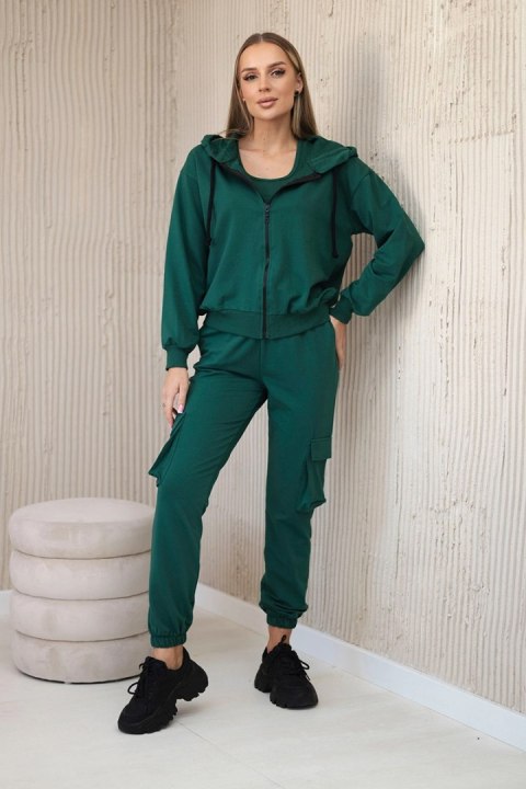 Komplet 3 w 1 bluza + top + spodnie zielony uniwersalny