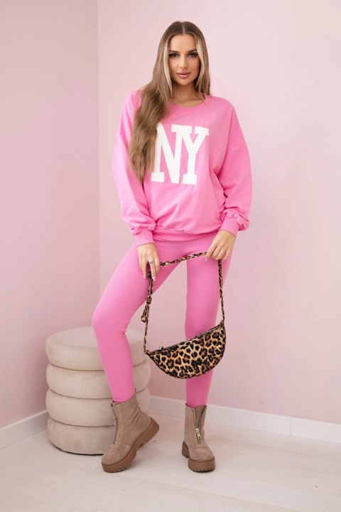 Komplet bawełniany bluza + legginsy różowy uniwersalny