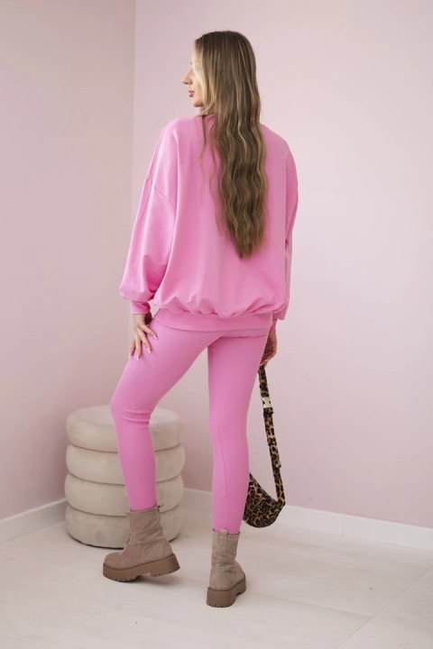 Komplet bawełniany bluza + legginsy różowy uniwersalny