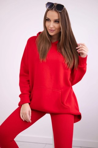 Komplet bawełniany bluza ocieplana + legginsy czerwony uniwersalny