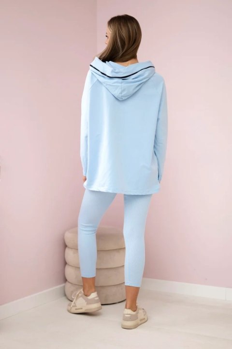 Komplet bawełniany bluza z kapturem + legginsy błękitny uniwersalny