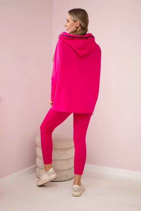 Komplet bawełniany bluza z kapturem + legginsy fuksja uniwersalny