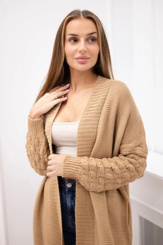 Sweter z bąbelkami na rękawie camelowy uniwersalny