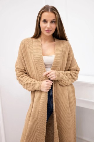 Sweter z bąbelkami na rękawie camelowy uniwersalny