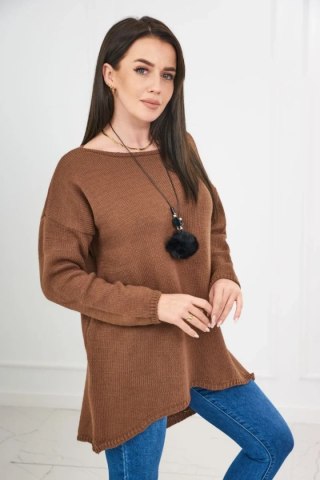 Sweter z naszyjnikiem brązowy uniwersalny