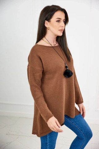 Sweter z naszyjnikiem brązowy uniwersalny