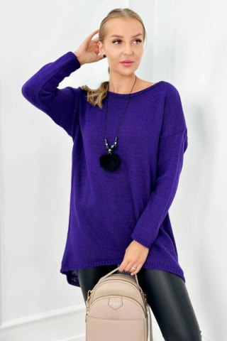 Sweter z naszyjnikiem ciemno fioletowy uniwersalny