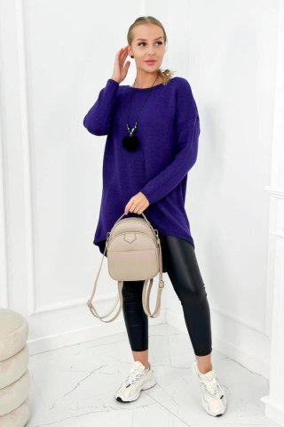 Sweter z naszyjnikiem ciemno fioletowy uniwersalny