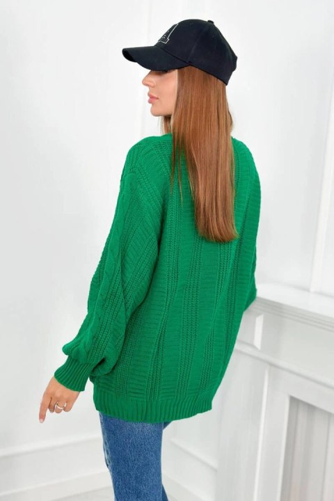 Sweter zapinany na guziki z bufiastymi rękawami zielony uniwersalny