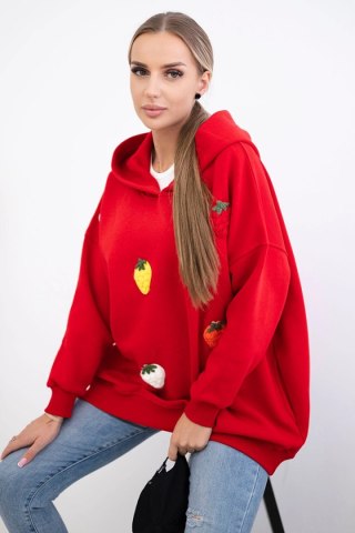 Bluza ocieplana z motywem truskawek czerwona uniwersalny