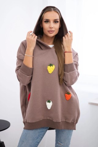 Bluza ocieplana z motywem truskawek mocca uniwersalny