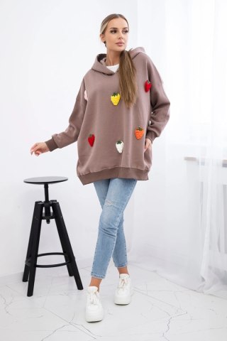 Bluza ocieplana z motywem truskawek mocca uniwersalny