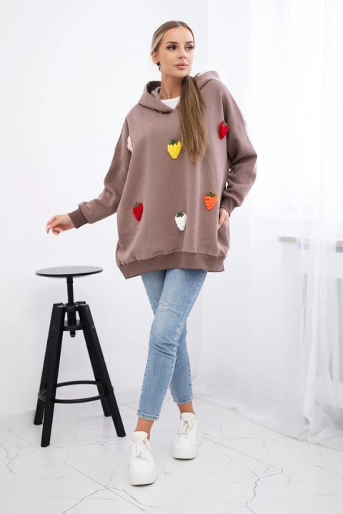 Bluza ocieplana z motywem truskawek mocca uniwersalny