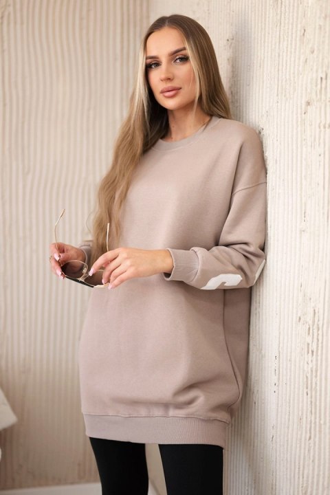 Bluza ocieplana z napisem California ciemno beżowa uniwersalny