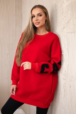 Bluza ocieplana z napisem California czerwona uniwersalny