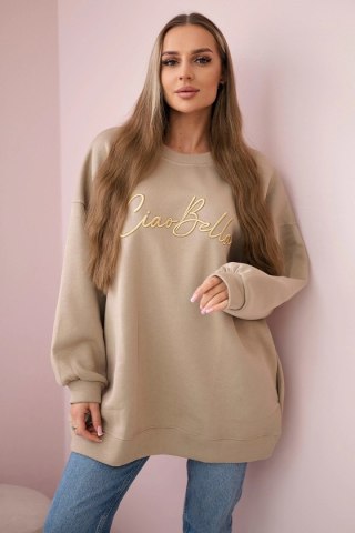 Bluza ocieplana z napisem Ciao Bella jasno beżowa uniwersalny