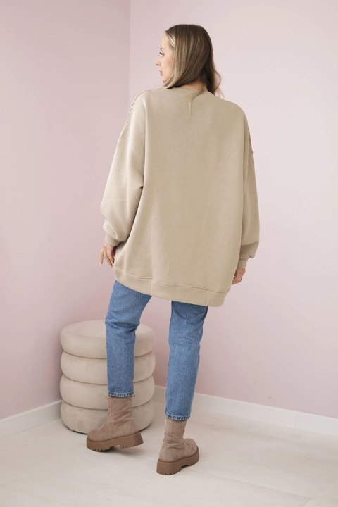 Bluza ocieplana z napisem Ciao Bella jasno beżowa uniwersalny