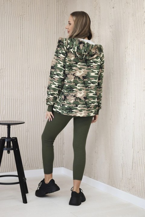 Komplet 3-częściowy moro bluza, top i legginsy khaki + zielony uniwersalny