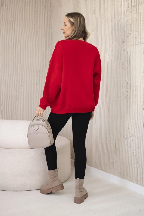 Komplet bawełniany bluza ocieplana + legginsy czerwony uniwersalny
