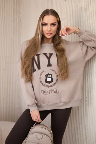 Komplet bawełniany bluza ocieplana + legginsy jasny beżowy uniwersalny