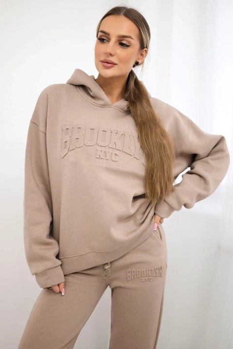 Komplet bawełniany ocieplany bluza + spodnie Brooklyn ciemny beżowy uniwersalny