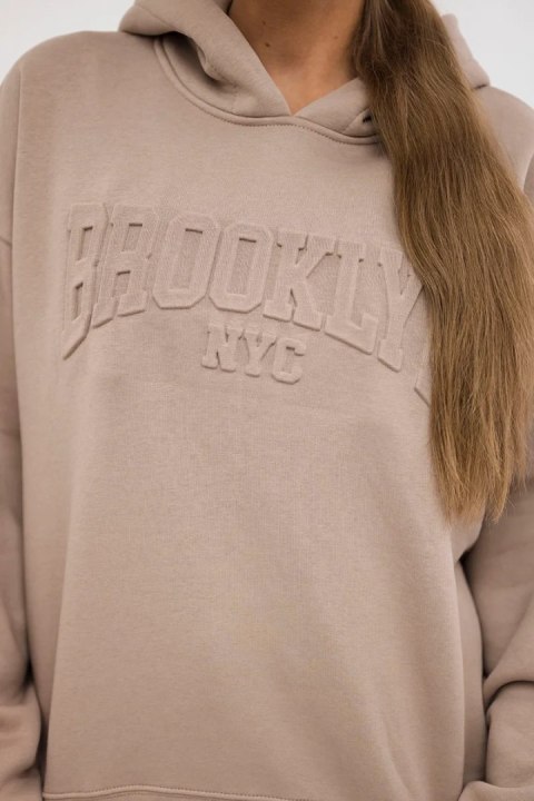 Komplet bawełniany ocieplany bluza + spodnie Brooklyn ciemny beżowy uniwersalny