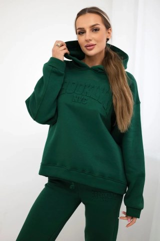 Komplet bawełniany ocieplany bluza + spodnie Brooklyn ciemny zielony uniwersalny