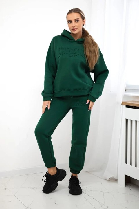 Komplet bawełniany ocieplany bluza + spodnie Brooklyn ciemny zielony uniwersalny