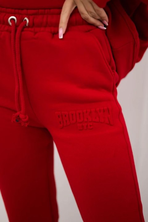 Komplet bawełniany ocieplany bluza + spodnie Brooklyn czerwony uniwersalny