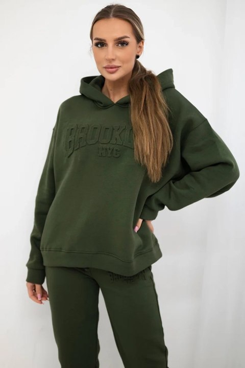 Komplet bawełniany ocieplany bluza + spodnie Brooklyn khaki uniwersalny