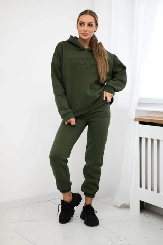 Komplet bawełniany ocieplany bluza + spodnie Brooklyn khaki uniwersalny