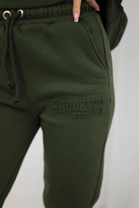 Komplet bawełniany ocieplany bluza + spodnie Brooklyn khaki uniwersalny