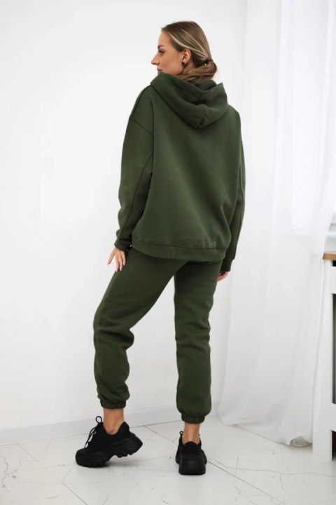 Komplet bawełniany ocieplany bluza + spodnie Brooklyn khaki uniwersalny