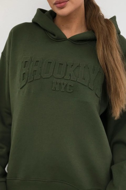 Komplet bawełniany ocieplany bluza + spodnie Brooklyn khaki uniwersalny