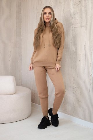 Komplet sweterkowy Bluza + Spodnie camelowy uniwersalny