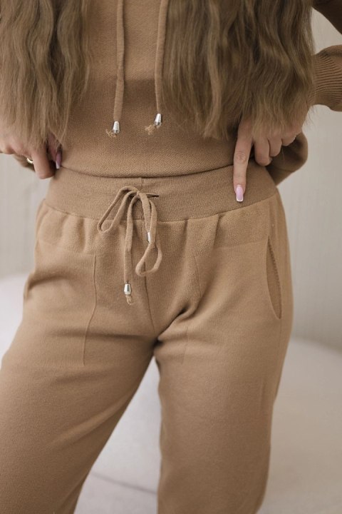 Komplet sweterkowy Bluza + Spodnie camelowy uniwersalny
