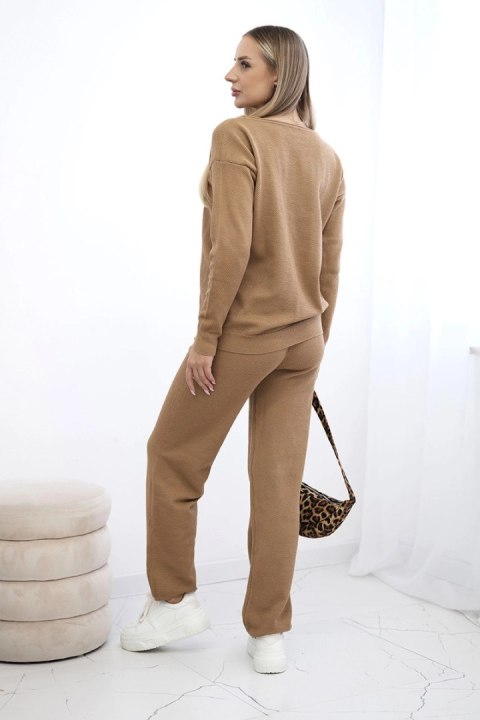 Komplet sweterkowy Bluza + Spodnie camelowy uniwersalny