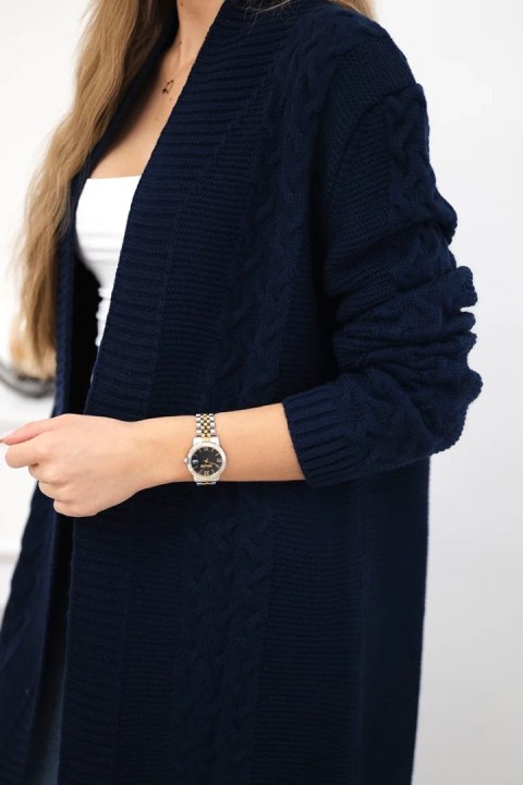 Sweter Kardigan splot warkocz granatowy uniwersalny