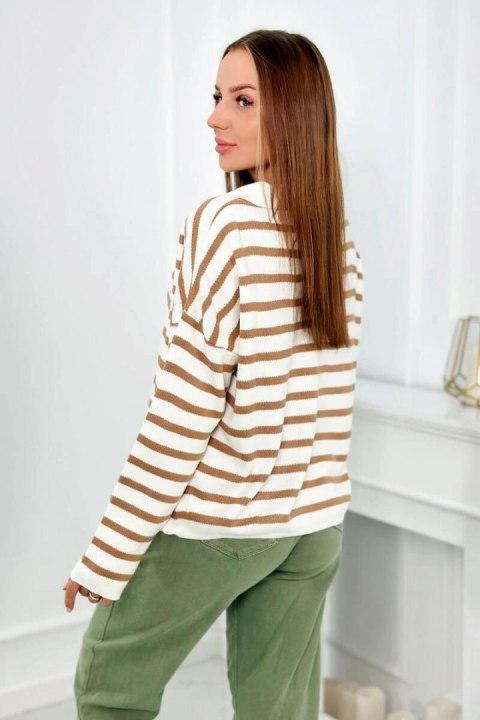 Sweter w paski camelowy uniwersalny