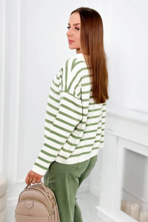 Sweter w paski ciemny miętowy uniwersalny