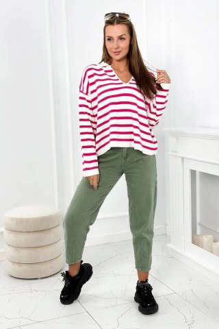 Sweter w paski fuksja uniwersalny