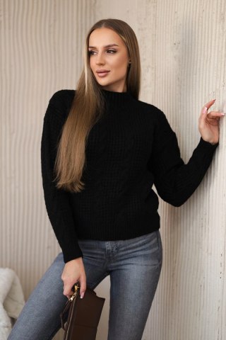 Sweter wkładany przez głowę czarny uniwersalny