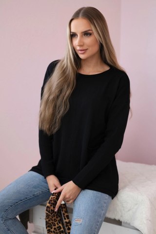 Sweter z kieszeniami z przodu czarny uniwersalny