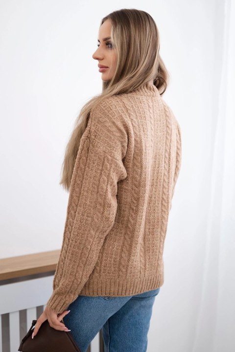 Sweter z półgolfem camelowy uniwersalny