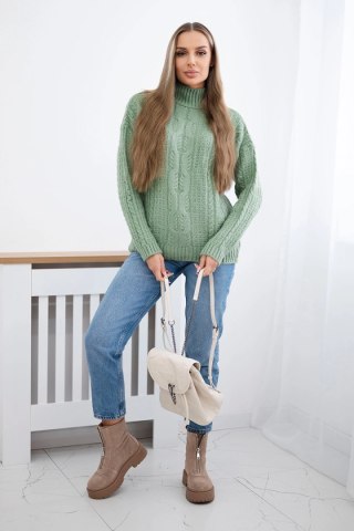 Sweter z półgolfem ciemny miętowy uniwersalny
